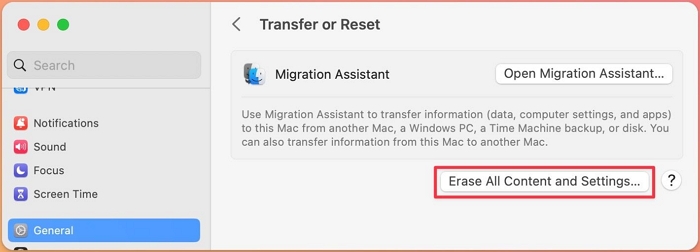 alle Inhalte und Einstellungen löschen macOS Ventura