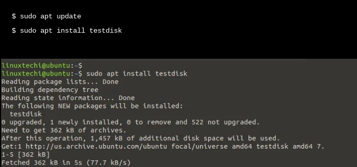 Installieren des TestDisk-Softwaregeräts