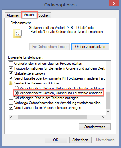 Die versteckten Dateien auf SD-Karte anzeigen - Schritt 2.