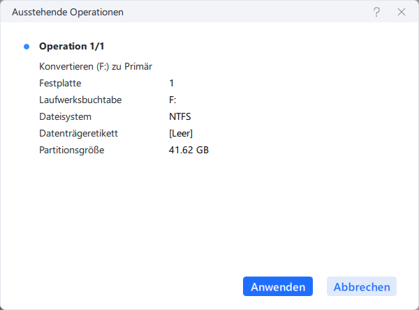 zur primären Partition konvertieren - Schritt 3