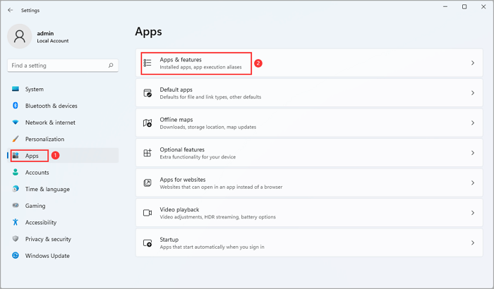 Apps und Features wählen