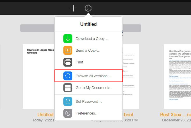 Sfoglia le versioni della cronologia di Pages in iCloud