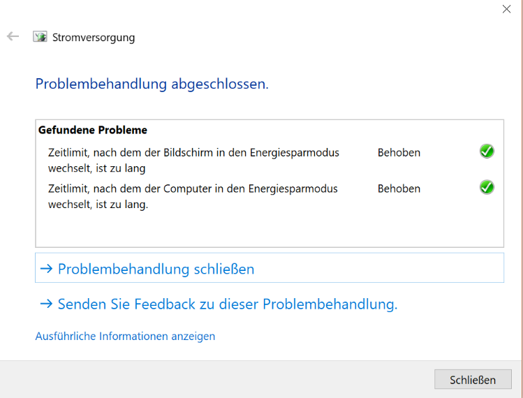 Stromversorgung Problembehandlung