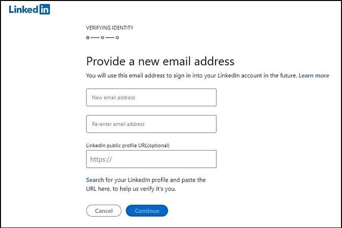 Eine neue E-Mail-Adresse in Linkedin setzen