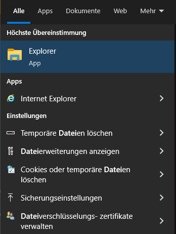 Nach Datei-Explorer suchen