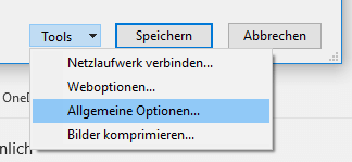 Allgemeine Optionen in Tools