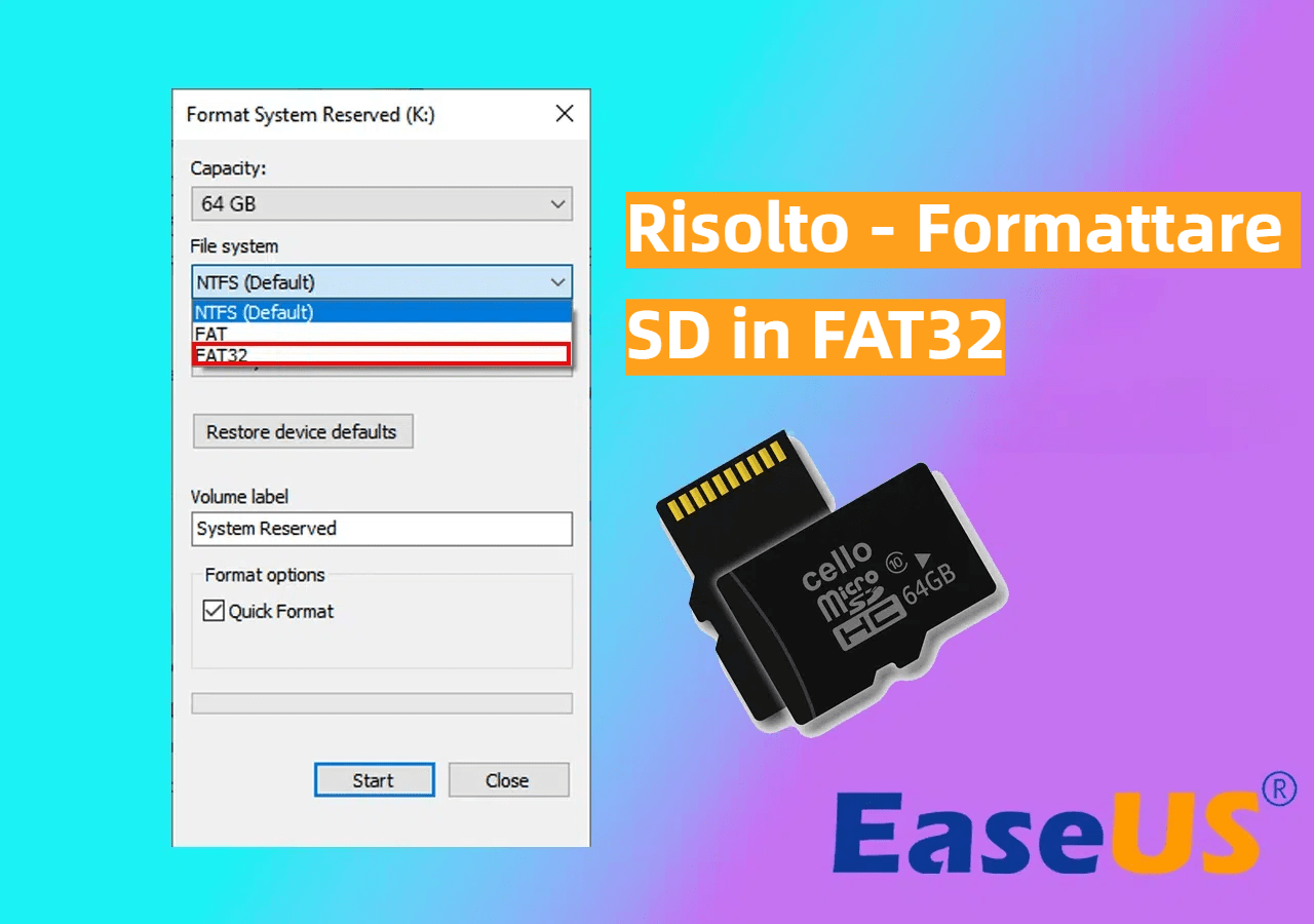 soluzione per la limitazione di formattare scheda sd da 64 gb in fat32