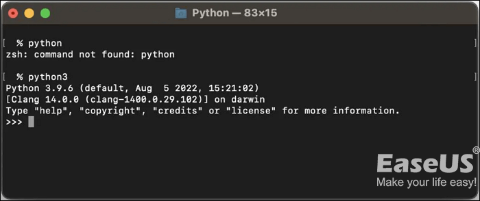 Sicherstellen, dass Python installiert ist install python3