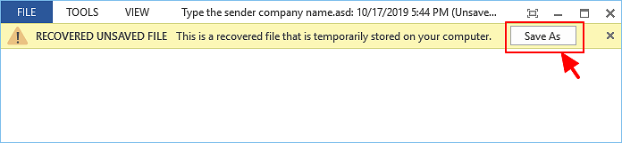 salva il file Excel ripristinato