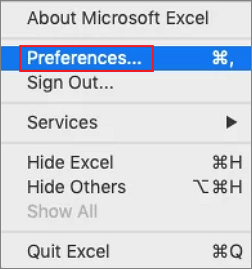 Excel Einstellungen auf Mac öffnen