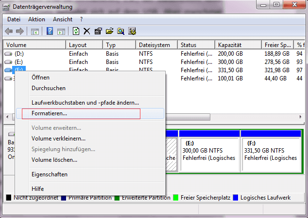 Festplatte formatieren