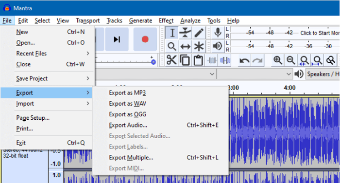 Extrahieren Sie Audio aus MP4 mit Audacity