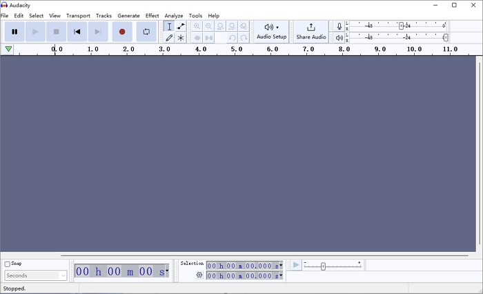 interfaccia principale di audacity