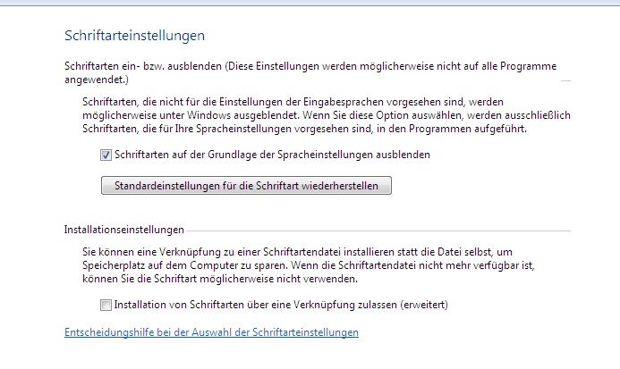 Standardeinstellungen für Schriftart wiederherstellen