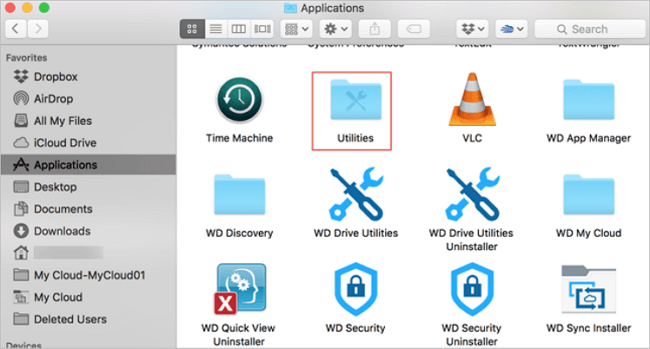 Apri l'utility disco su Mac