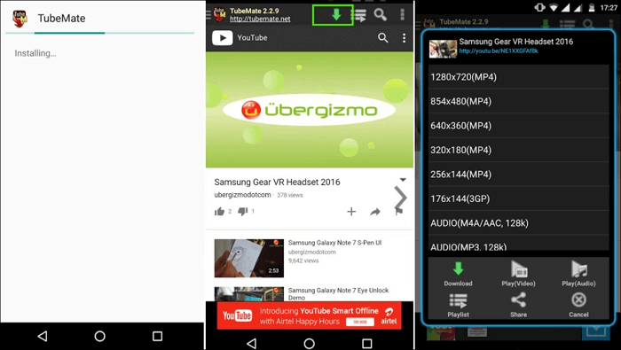 Schermata principale di TubeMate