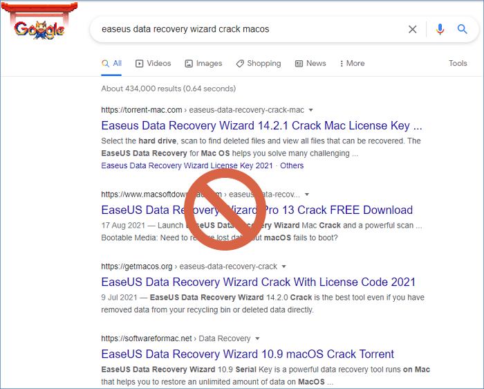 La procedura guidata di recupero dati di easius cracca i risultati di Google