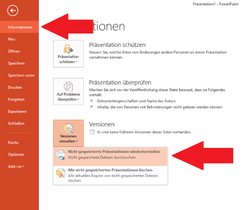 Nicht gespeicherte PPT-Datei wiederherstellen