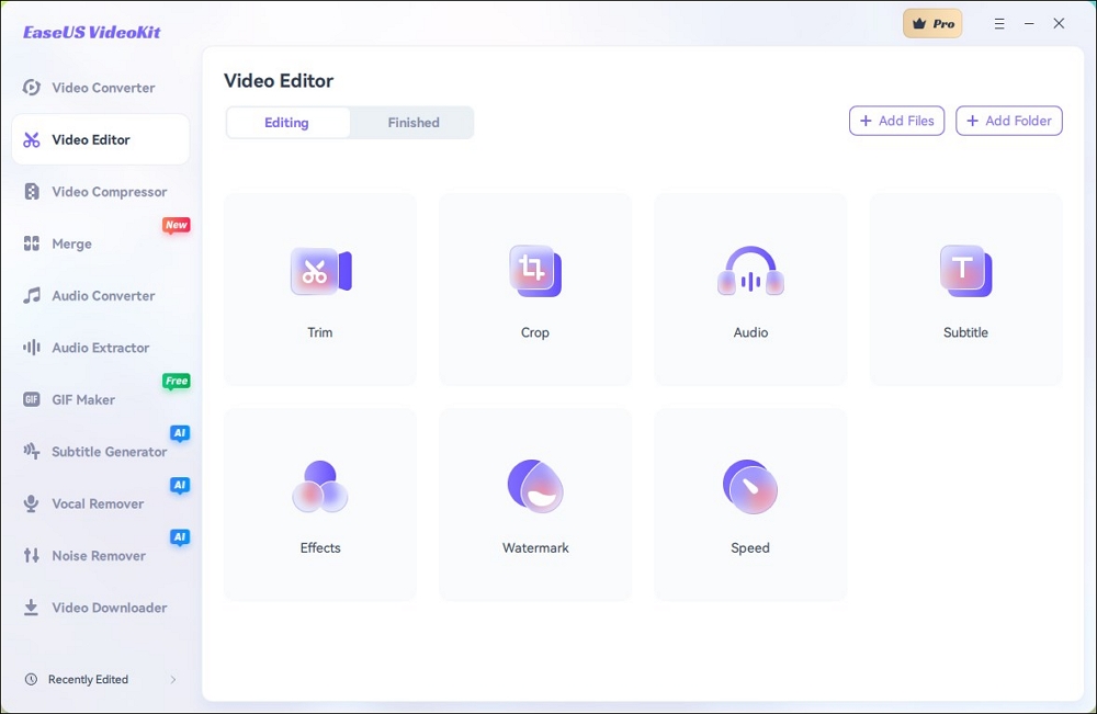 interfaccia easeus videokit mian