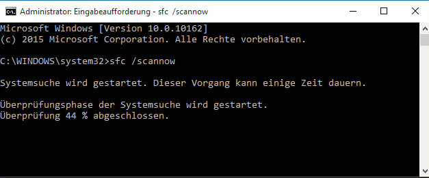 sfc /scannow befehl um Festplattenfehler zu reparieren