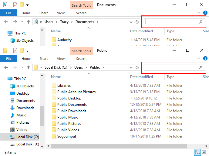 Cerca i file mancanti sul desktop di Windows.