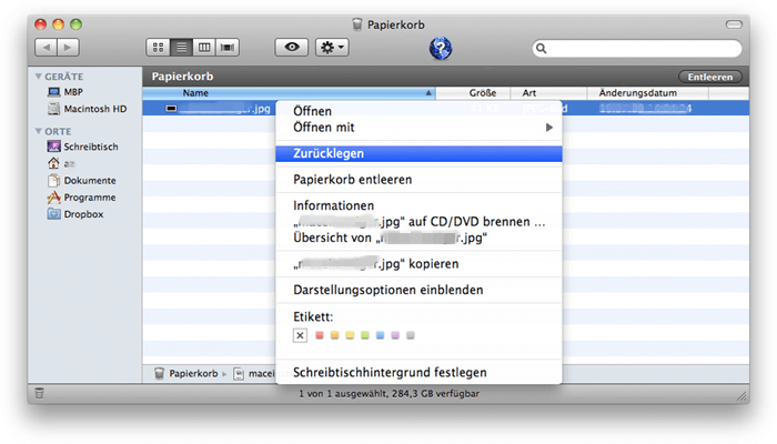 Gelöschte Dateien aus Mac Papierkorb wiederherstellen