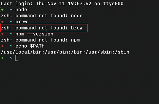 Was ist Zsh-Befehl nicht gefunden Brew