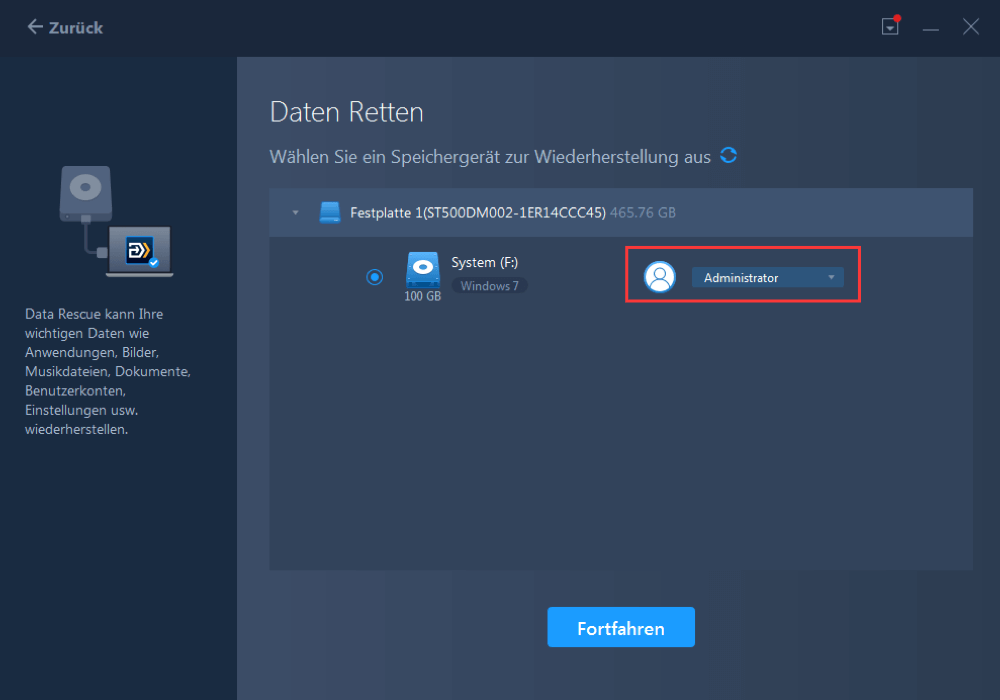 Daten retten mit EaseUS Todo PCTrans - Schritt 3