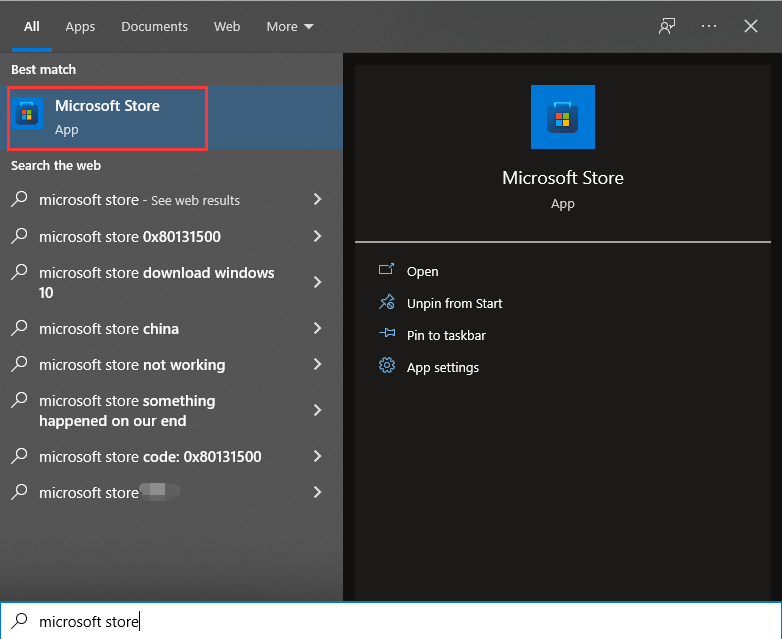 Microsoft Store-App öffnen