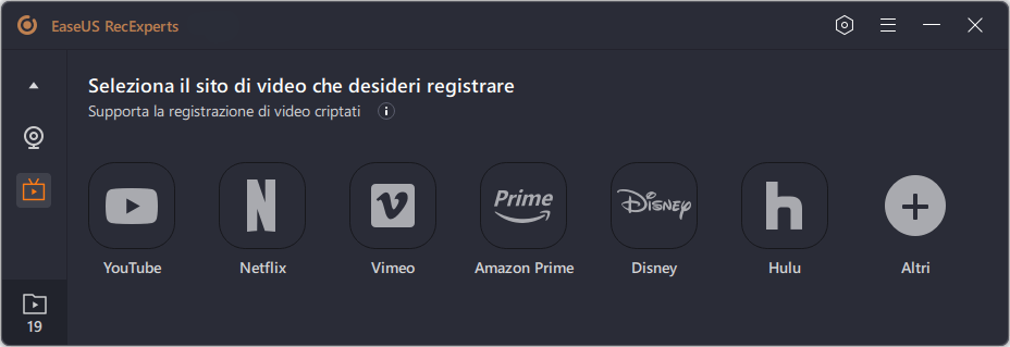 seleziona sito di streaming video