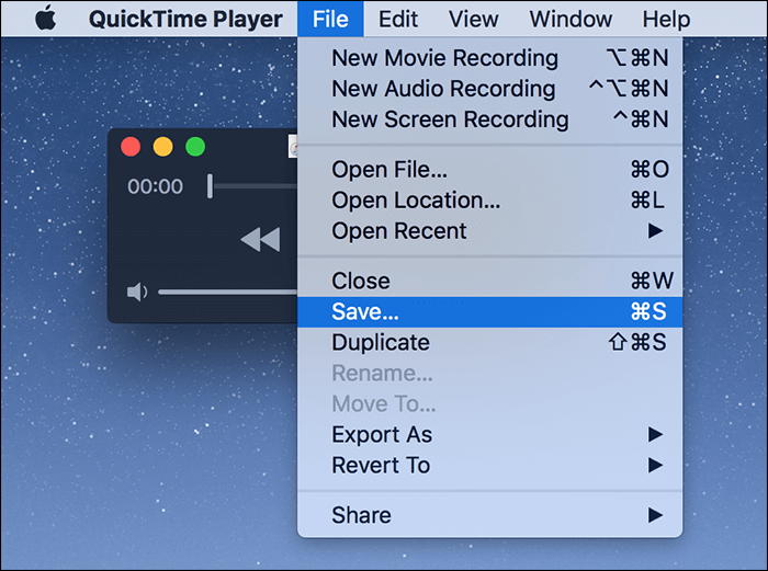 salvare file in quicktime