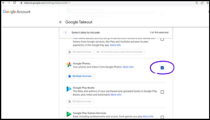 Verwenden der Google Takeout-Funktion 2