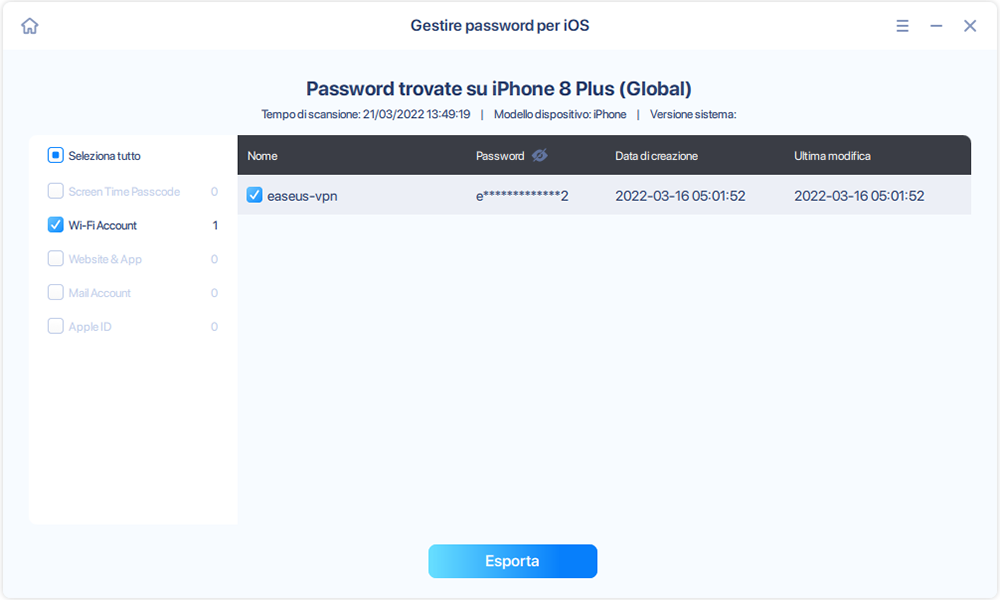 Visualizzare ed esportare password archiviate - Passaggio 3
