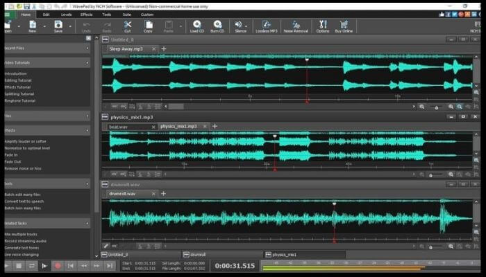suono di registrazione del wavepad