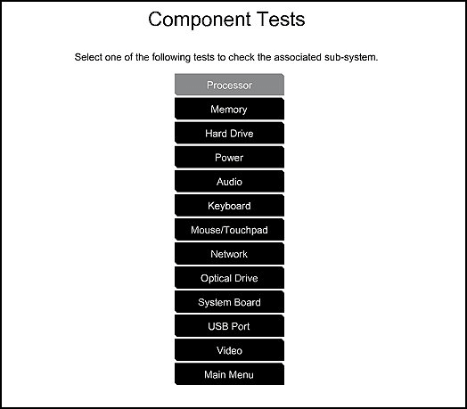 Avvia test tramite system diagnostics in HP Boot Menu