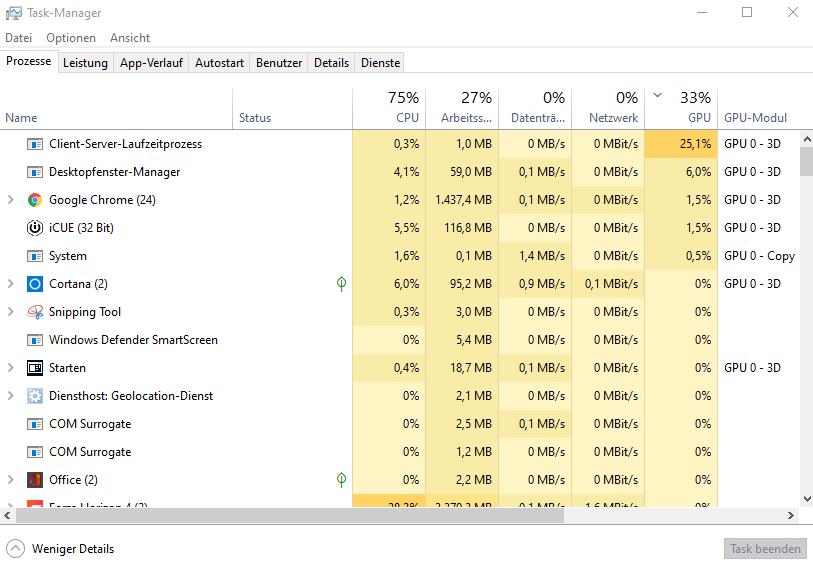 Antivirenprogramme mit Task-Manager deaktivieren
