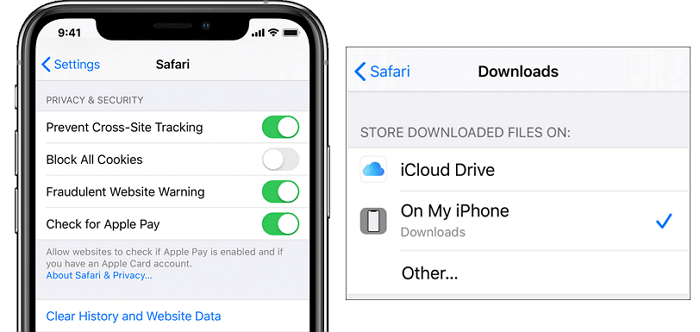 Apri la cartella Download iPhone