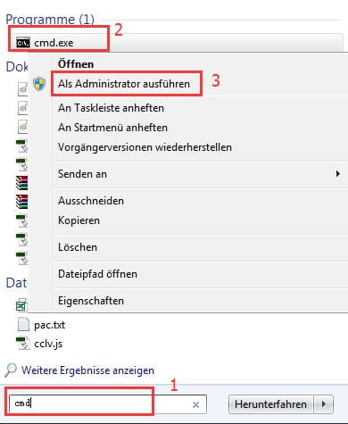 Eingabeaufforderung als Administrator öffnen