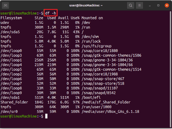 df-Befehl Linux
