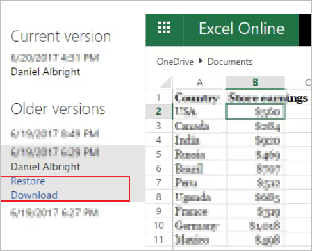 Überschriebene Excel-Dateien von OneDrive wiederherstellen - 3