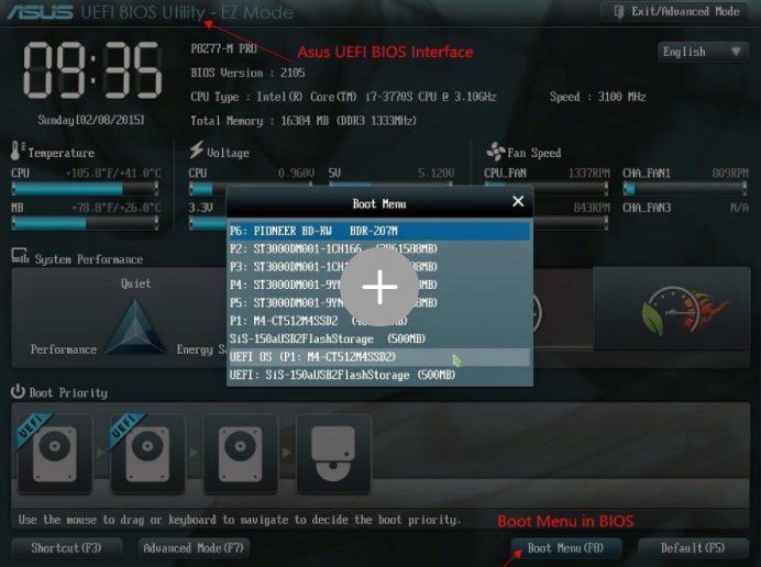 ASUS UEFI Bootmenü