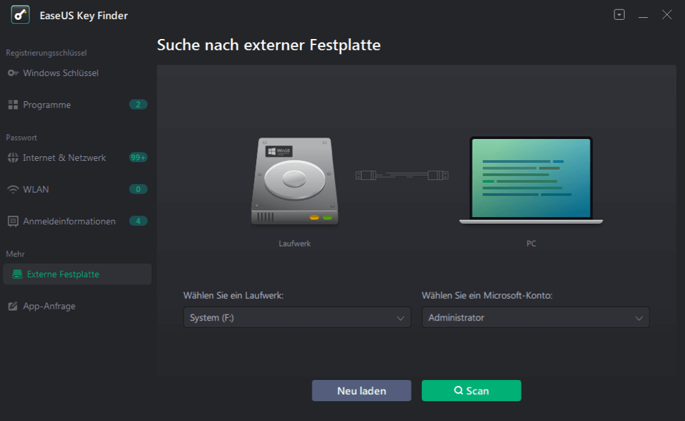 Betriebssystemlaufwerk des toten PCs suchen