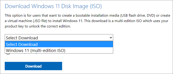 selezionare windows 11 multi-edizione iso