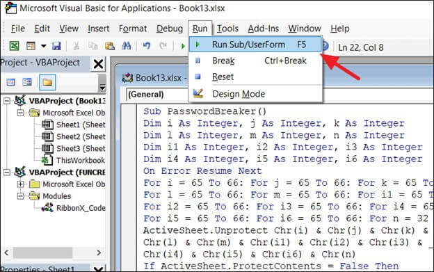sbloccare Excel con VBA