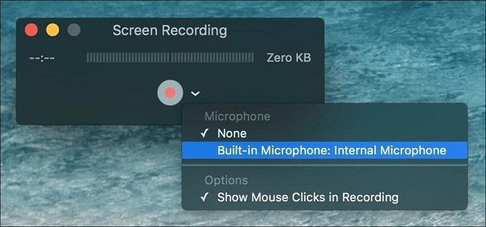 Seleziona il microfono con QuickTime