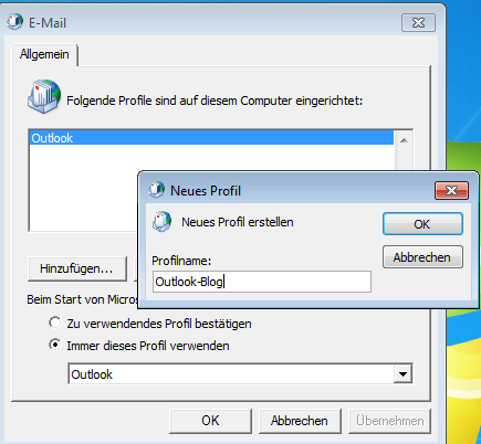 neues Outlook-Profil erstellen